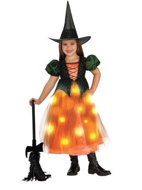 Rubie's Child's Twinkle Witch costume, features an orange skirt matching Hat M